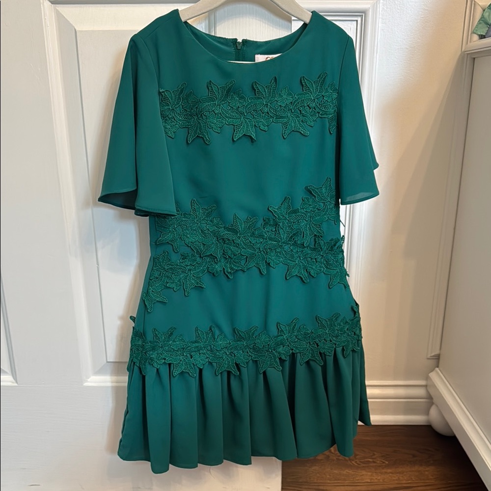 GB Girls Green Floral Lace Kids Dress